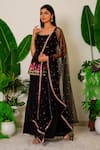 Label Kritika Kataria_Black Silk Embroidery Sequin And Beads Square Neck Kurta Sharara Set  _Online_at_Aza_Fashions