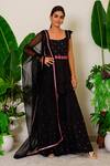 Buy_Label Kritika Kataria_Black Silk Embroidery Sequin And Beads Square Neck Kurta Sharara Set  _at_Aza_Fashions