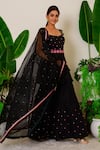 Shop_Label Kritika Kataria_Black Silk Embroidery Sequin And Beads Square Neck Kurta Sharara Set  _at_Aza_Fashions