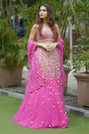 Buy Richa Jaisinghani Label Pink Organza, Tulle, Georgette Cutdana Work, Sequins Embroidered Lehenga Set at Aza Fashions Buy_Richa Jaisinghani Label_Pink Organza, Tulle, Georgette Cutdana Work, Sequins Embroidered Lehenga Set _at_Aza_Fashions
