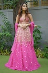 Shop Richa Jaisinghani Label Pink Organza, Tulle, Georgette Cutdana Work, Sequins Embroidered Lehenga Set at Aza Fashions Shop_Richa Jaisinghani Label_Pink Organza, Tulle, Georgette Cutdana Work, Sequins Embroidered Lehenga Set _at_Aza_Fashions