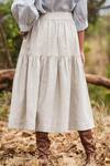 Buy_The Summer House_Beige Linen Solio Checkered Tiered Skirt_Online_at_Aza_Fashions