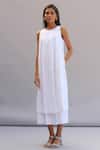 Buy White Cotton Plain Round Sylvia Layered Dress For Women by The ...