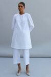 Buy_The Summer House_White Organic Cotton Cambric Round Perry Puff Sleeve Tunic And Pant Set_at_Aza_Fashions