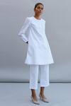 The Summer House_White Organic Cotton Cambric Round Perry Puff Sleeve Tunic And Pant Set_Online_at_Aza_Fashions