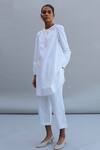 Buy_The Summer House_White Organic Cotton Cambric Round Perry Puff Sleeve Tunic And Pant Set_Online_at_Aza_Fashions