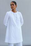 Shop_The Summer House_White Organic Cotton Cambric Round Perry Puff Sleeve Tunic And Pant Set_Online_at_Aza_Fashions