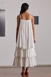 Shop_The Summer House_White Organic Cotton Cambric Plain Square Neck Lev Tiered Dress  _at_Aza_Fashions