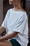Shop_The Summer House_White Bob Boat Neck Top_Online_at_Aza_Fashions