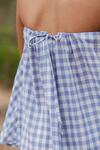 The Summer House_Blue Zuri Checkered Strapless Top_at_Aza_Fashions