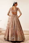 Shop_Adaara Couture_Pink Net, Bamberg Silk Floral Motifs V Lotus Lake Embroidered Bridal Lehenga Set _at_Aza_Fashions