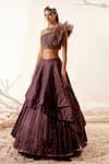 Adaara Couture_Purple Organza Embroidered Cut Dana Work Layered Lehenga Set With Ruffle Dupatta _Online_at_Aza_Fashions