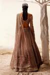 Shop_Adaara Couture_Beige , Bamberg Silk, Glitter Moor Arch Embroidered Bridal Lehenga Set _at_Aza_Fashions