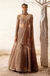 Buy_Adaara Couture_Beige , Bamberg Silk, Glitter Moor Arch Embroidered Bridal Lehenga Set _Online_at_Aza_Fashions