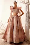 Buy_Adaara Couture_Pink Net, Bamber Silk, Brocade Organza Fairy Dream Embroidered Top And Lehenga Set _at_Aza_Fashions