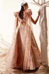Shop_Adaara Couture_Pink Net, Bamber Silk, Brocade Organza Fairy Dream Embroidered Top And Lehenga Set _at_Aza_Fashions
