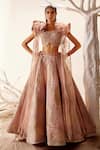 Adaara Couture_Pink Net, Bamber Silk, Brocade Organza Fairy Dream Embroidered Top And Lehenga Set _Online_at_Aza_Fashions