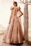 Buy_Adaara Couture_Pink Net, Bamber Silk, Brocade Organza Fairy Dream Embroidered Top And Lehenga Set _Online_at_Aza_Fashions