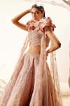 Adaara Couture_Pink Net, Bamber Silk, Brocade Organza Fairy Dream Embroidered Top And Lehenga Set _at_Aza_Fashions