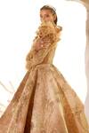 Adaara Couture_Gold Net, Bamberg Silk, Brocade Organza Floral Fairy Dream Hand Embroidered Gown _at_Aza_Fashions