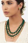 Shop_Ahaanya_Layered Onyx Drop Necklace Jewellery Set_at_Aza_Fashions