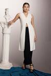 Buy_Couché By Anandini_White Punto Plain V Neck Sleeveless Tunic And Pant Set  _at_Aza_Fashions