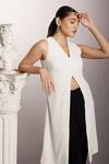 Buy_Couché By Anandini_White Punto Plain V Neck Sleeveless Tunic And Pant Set  _Online_at_Aza_Fashions