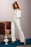 Buy_Couché By Anandini_White Punto Plain V Neck Sleeveless Top And Pant Set _at_Aza_Fashions