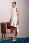 Shop_Couche_White Punto Plain Cowl Neck Sleeveless Dress  _at_Aza_Fashions