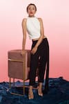 Buy_Couché By Anandini_White Punto Plain Halter Neck Top And Pant Set _at_Aza_Fashions