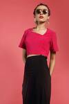 Couche_Black Punto Asymmetric Neck Top And Skirt Set_at_Aza_Fashions