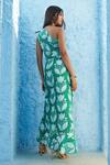 Shop_Jodi_Green Mulberry Silk Floral Motifs One Shoulder Junaina Ruffle Dress_at_Aza_Fashions