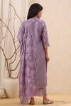 Shop_Kameez_Purple Cotton, Organza, Chanderi Floral Motifs Notched Opera Print Kurta Set _at_Aza_Fashions