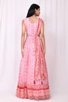 Shop_Samyukta Singhania_Pink Cotton Silk Printedembroidered Geometric Round Print Anarkali With Dupatta _at_Aza_Fashions