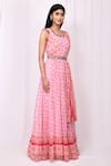 Arihant Rai Sinha_Pink Cotton Silk Printedembroidered Geometric Round Print Anarkali With Dupatta _Online_at_Aza_Fashions