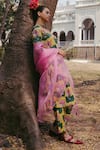 Shop_Jodi_Pink Organza Sequins, Thread Work Jeypore Hand Embroidered Dupatta _at_Aza_Fashions