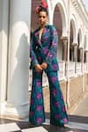 Buy_Jodi_Blue Taragarh Gajji Silk Jacket And Pant Set_Online_at_Aza_Fashions