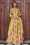 Buy_Jodi_Yellow Silk Printed Block Sariska Lehenga  _at_Aza_Fashions