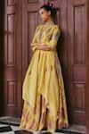 Jodi_Yellow Silk Printed Block Sariska Lehenga  _Online_at_Aza_Fashions