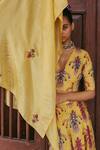 Shop_Jodi_Yellow Silk Sequins, Thread Work Sariska Hand Embroidered Dupatta _at_Aza_Fashions