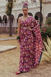 Buy_Jodi_Pink Mulberry Silk Bead Work, Block Print, Sequins Devi Hand Strappy Blouse _Online_at_Aza_Fashions