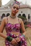 Buy_Jodi_Pink Mulberry Silk Bead Work, Block Print, Sequins Devi Hand Strappy Blouse _at_Aza_Fashions