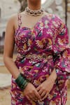 Jodi_Pink Mulberry Silk Bead Work, Block Print, Sequins Devi Hand Strappy Blouse _at_Aza_Fashions