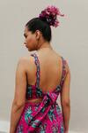 Shop_Jodi_Pink Satin Silk Bead Work, Block Print, Sequins Sweetheart Gajner Hand Blouse _at_Aza_Fashions