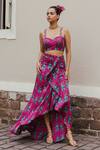Jodi_Pink Satin Silk Bead Work, Block Print, Sequins Sweetheart Gajner Hand Blouse _Online_at_Aza_Fashions