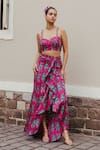 Buy_Jodi_Pink Satin Silk Bead Work, Block Print, Sequins Sweetheart Gajner Hand Blouse _Online_at_Aza_Fashions
