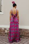 Shop_Jodi_Pink Satin Silk Bead Work, Block Print, Sequins Gajner Draped Skirt_at_Aza_Fashions