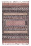 Shop_Orna_Maroon 100% Cotton Block Print Hand Rug_at_Aza_Fashions