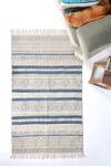 Orna_Blue 100% Cotton Block Print Hand Rug_Online_at_Aza_Fashions