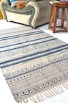 Buy_Orna_Blue 100% Cotton Block Print Hand Rug_at_Aza_Fashions